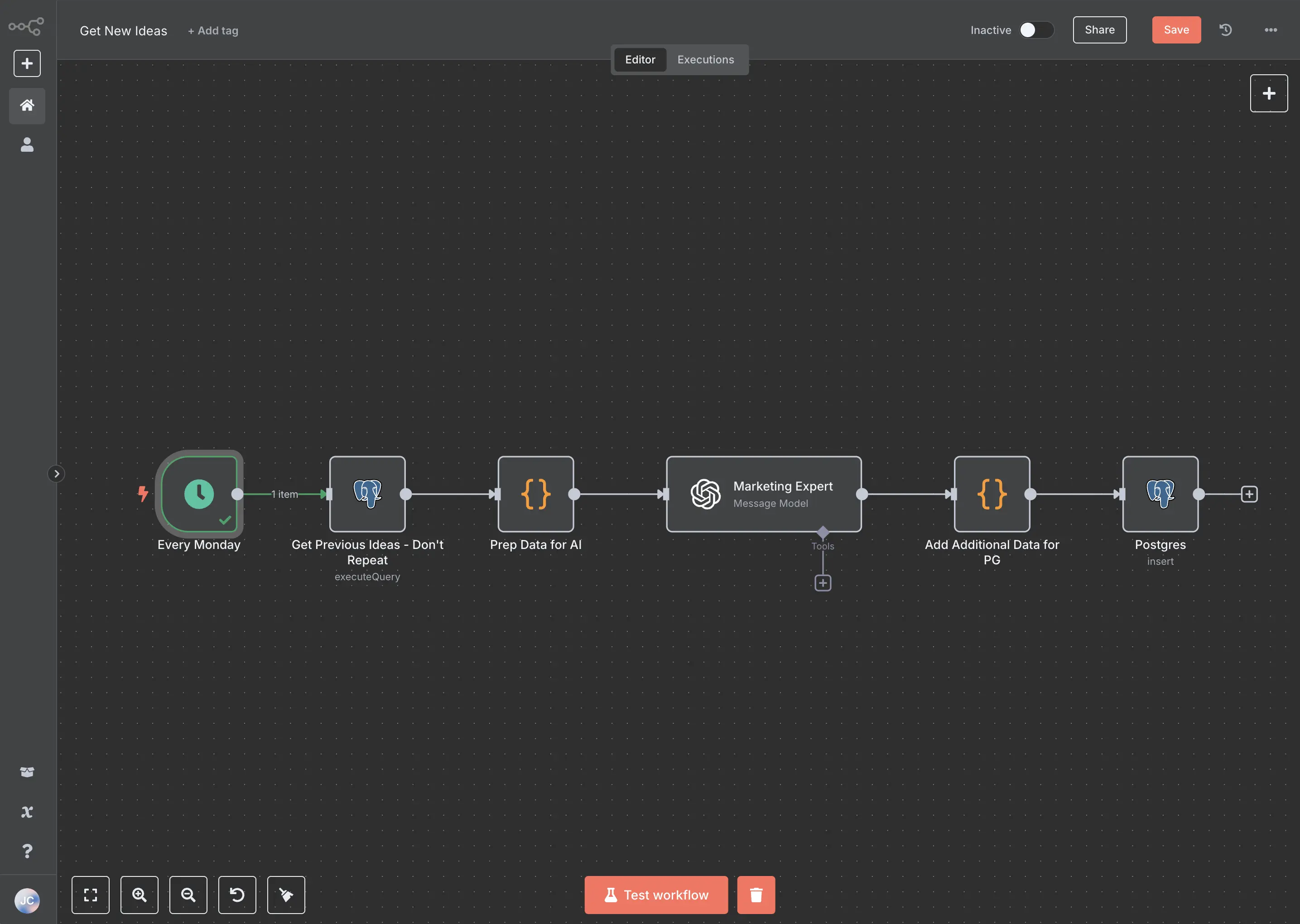 Tiny Agents, Not AGI: Building a 5-Node Marketing-Idea Generator in n8n